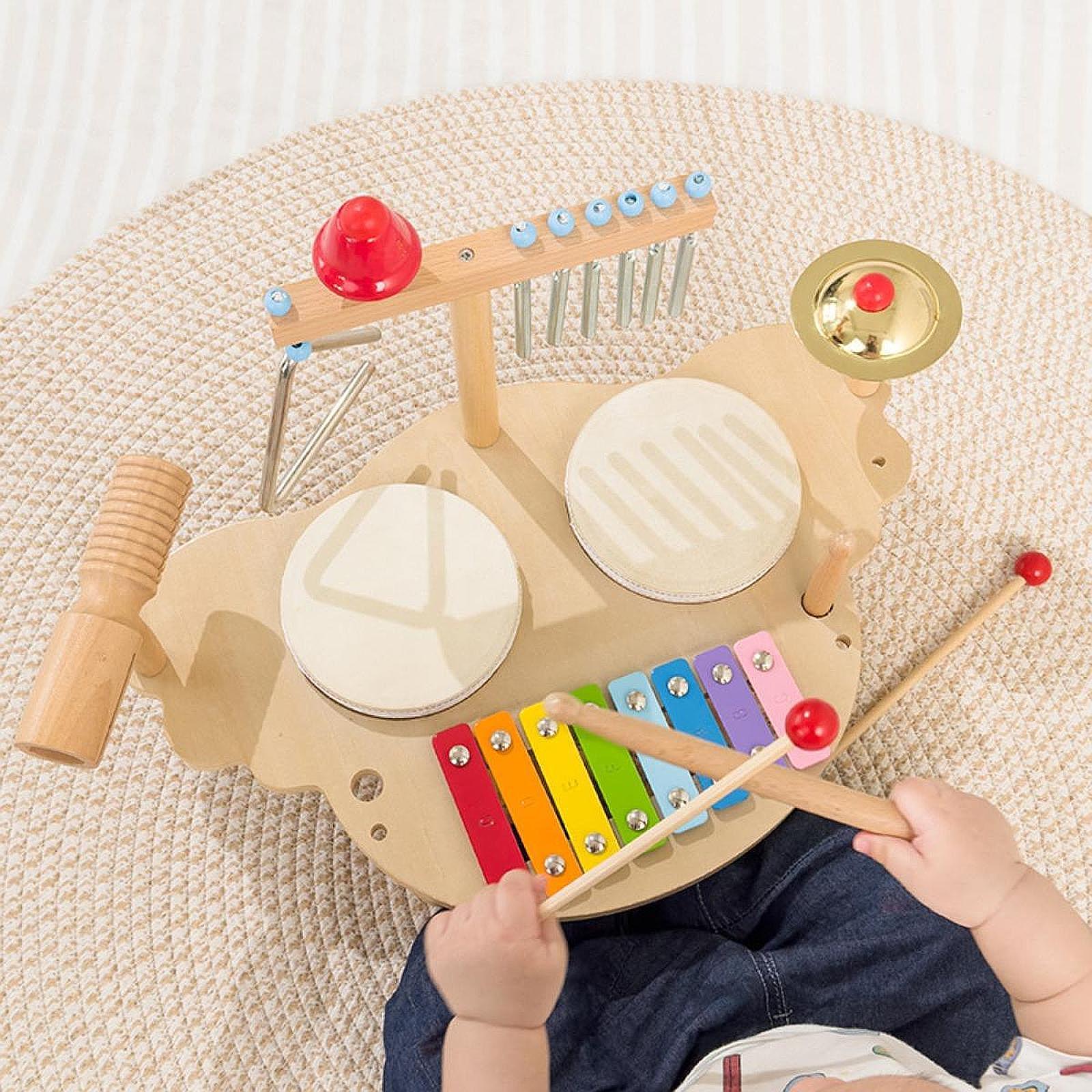 Kids Toys Xylophone - Holz Musikinstrumente Kinder Trommel Set Lernspielzeug