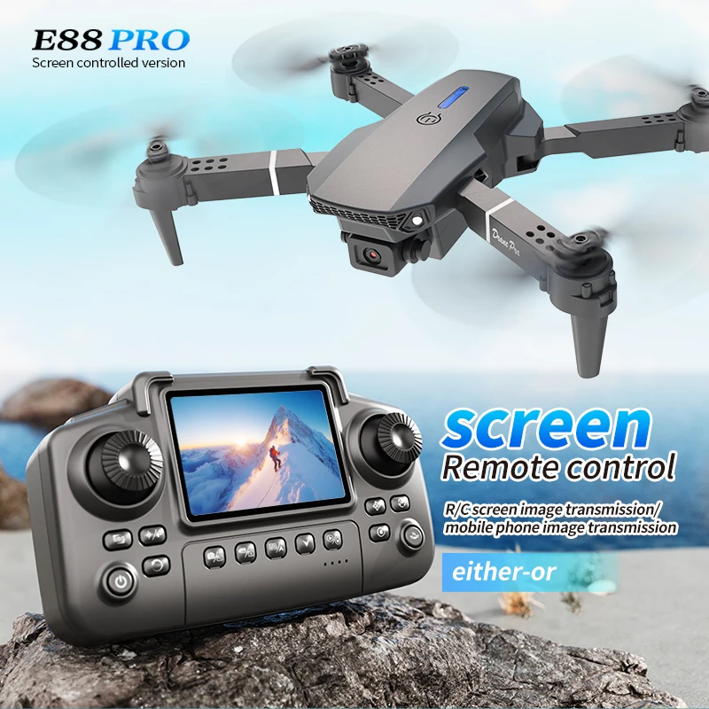 Kids Toys Helicopter - Professionelle E88 PRO Drohne mit Bildschirm