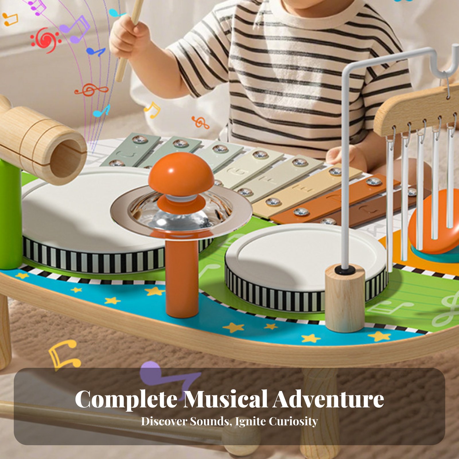 Kids Toys Xylophone - Kinder-Trommel- und Xylophon-Set, Pädagogisches Kleinkind-Schlagzeug, Perkussions-Set
